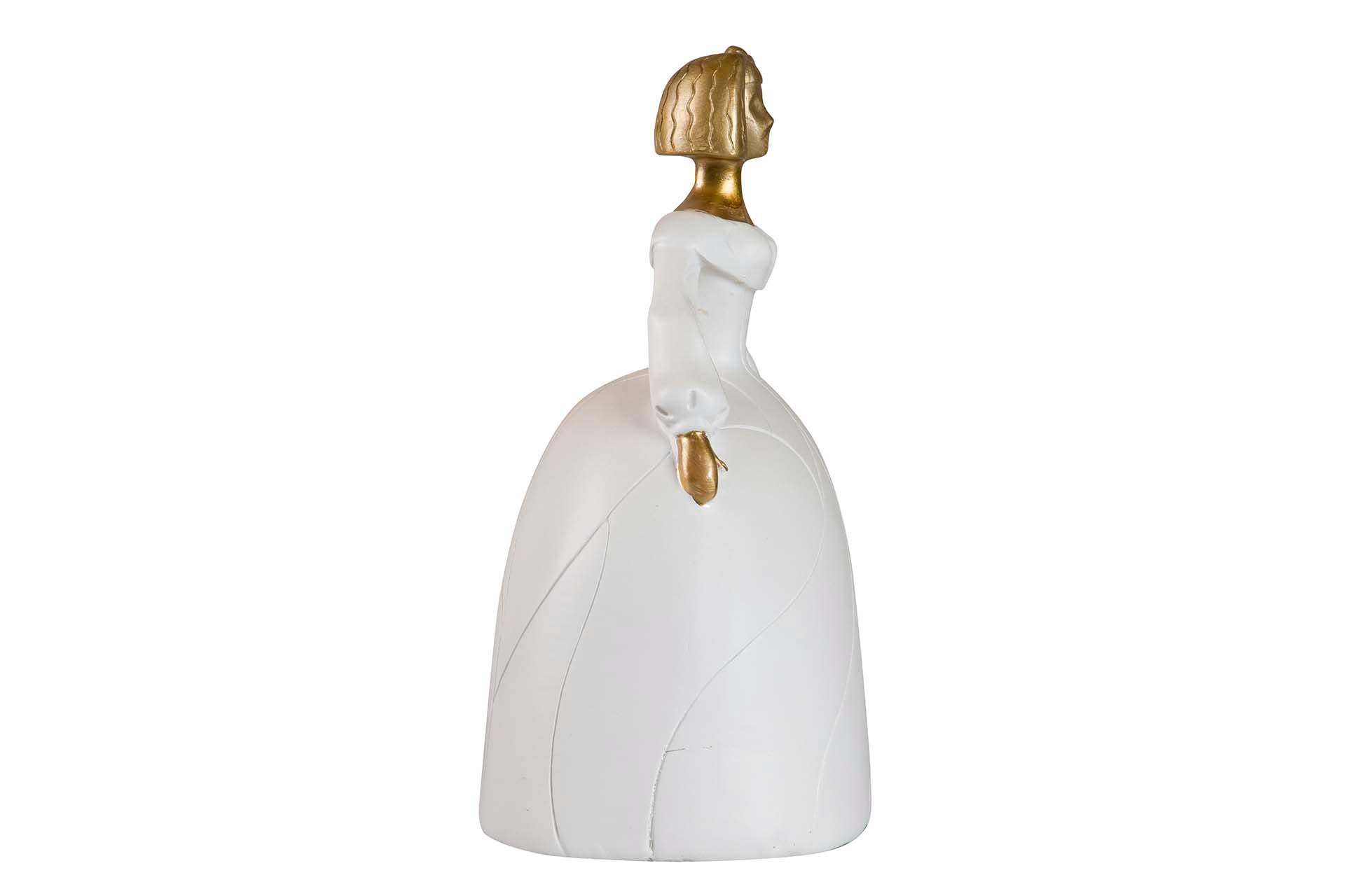 FIGURA MENINA RESINA BLANCA DORADA 22x17x31 CM