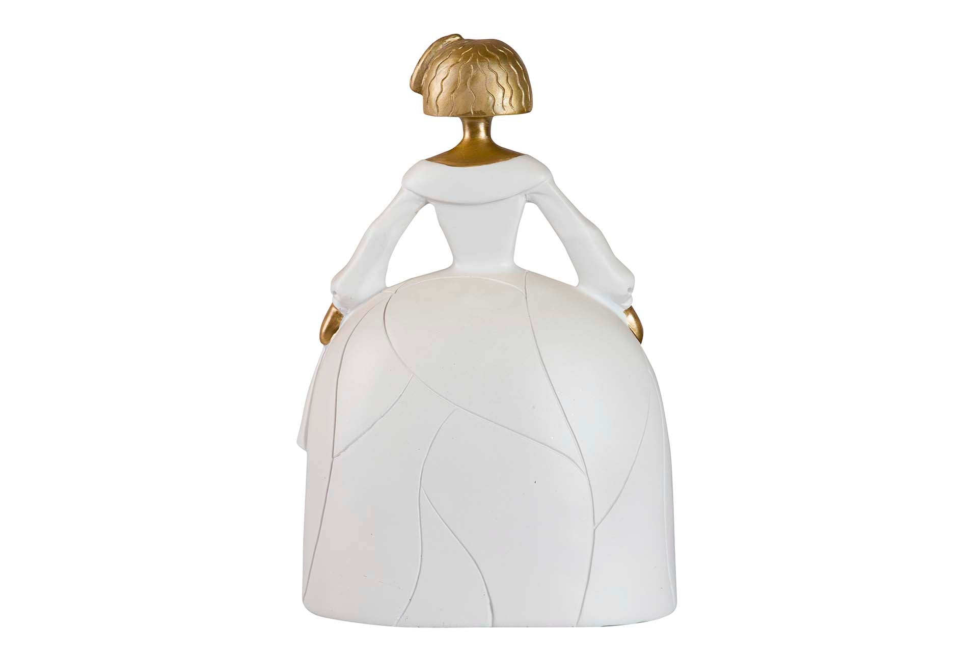 FIGURA MENINA RESINA BLANCA DORADA 22x17x31 CM
