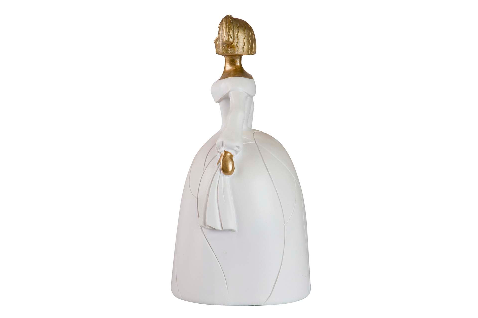 FIGURA MENINA RESINA BLANCA DORADA 22x17x31 CM