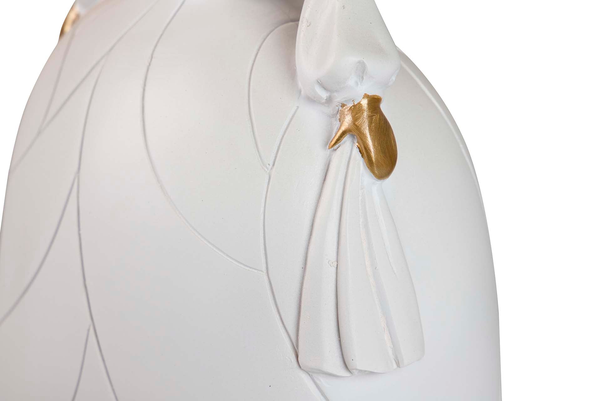 FIGURA MENINA RESINA BLANCA DORADA 22x17x31 CM