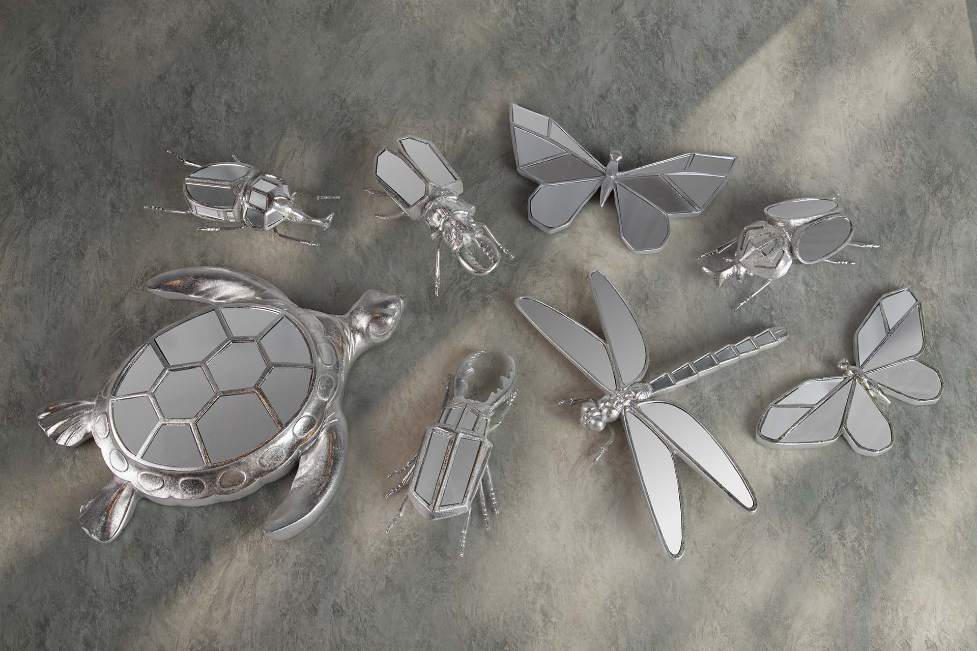 SILVER MIRROR RESIN TURTLE FIGURE 39x34x6 CM