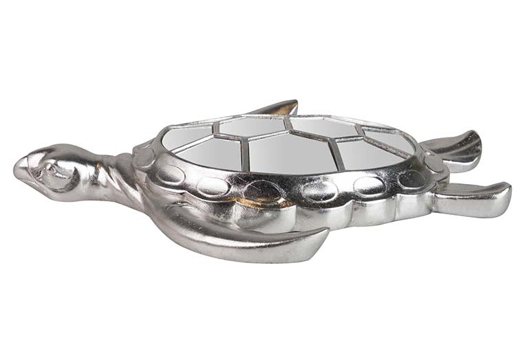 SILVER MIRROR RESIN TURTLE FIGURE 39x34x6 CM