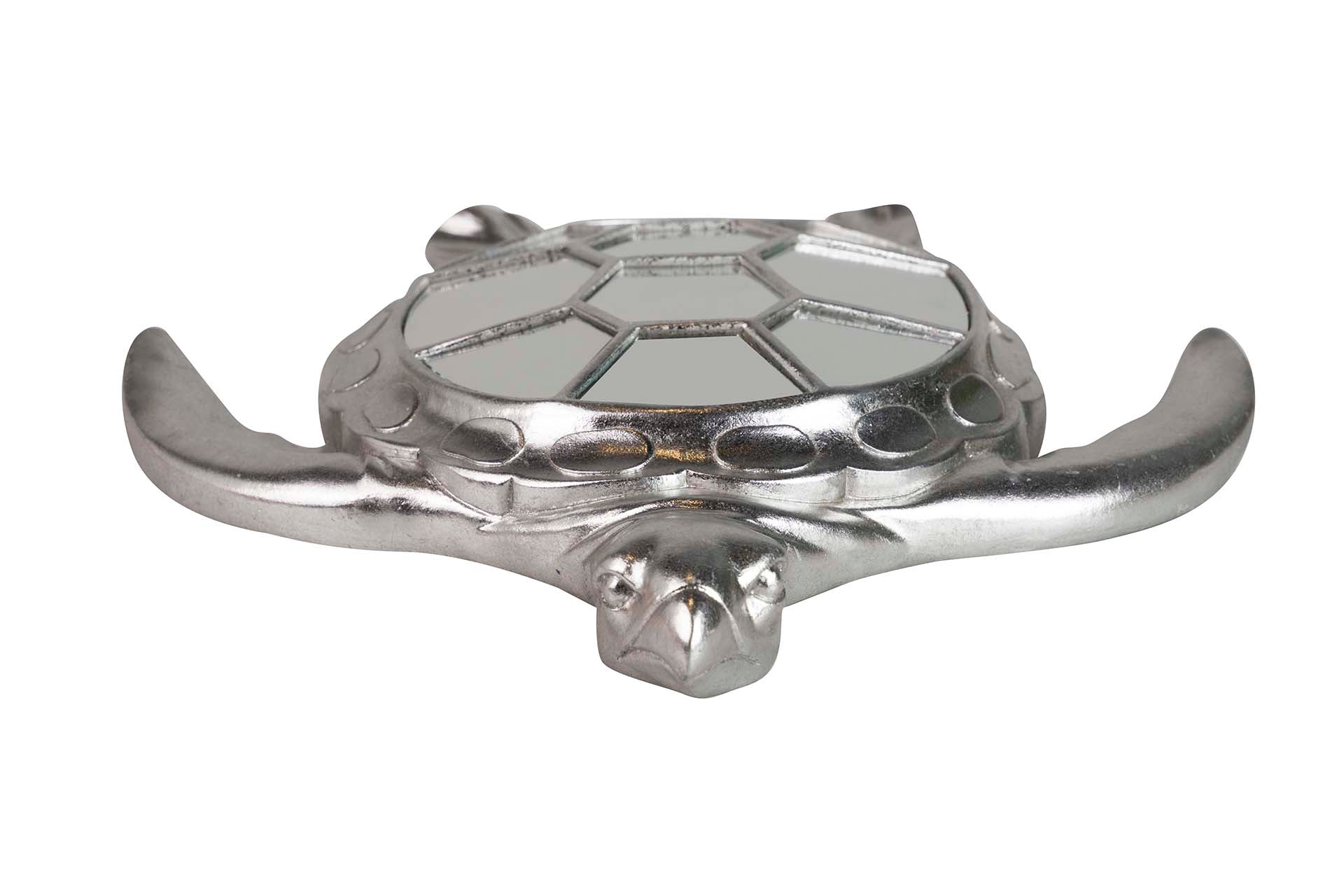 SILVER MIRROR RESIN TURTLE FIGURE 39x34x6 CM