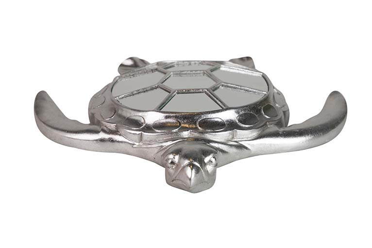 SILVER MIRROR RESIN TURTLE FIGURE 39x34x6 CM