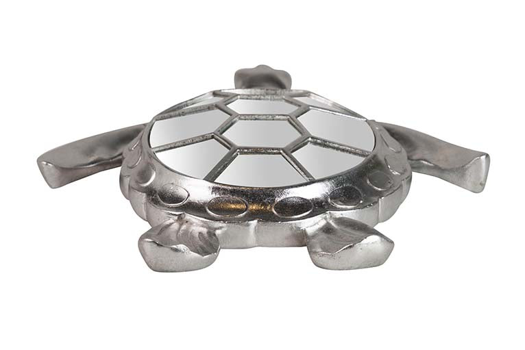 SILVER MIRROR RESIN TURTLE FIGURE 39x34x6 CM