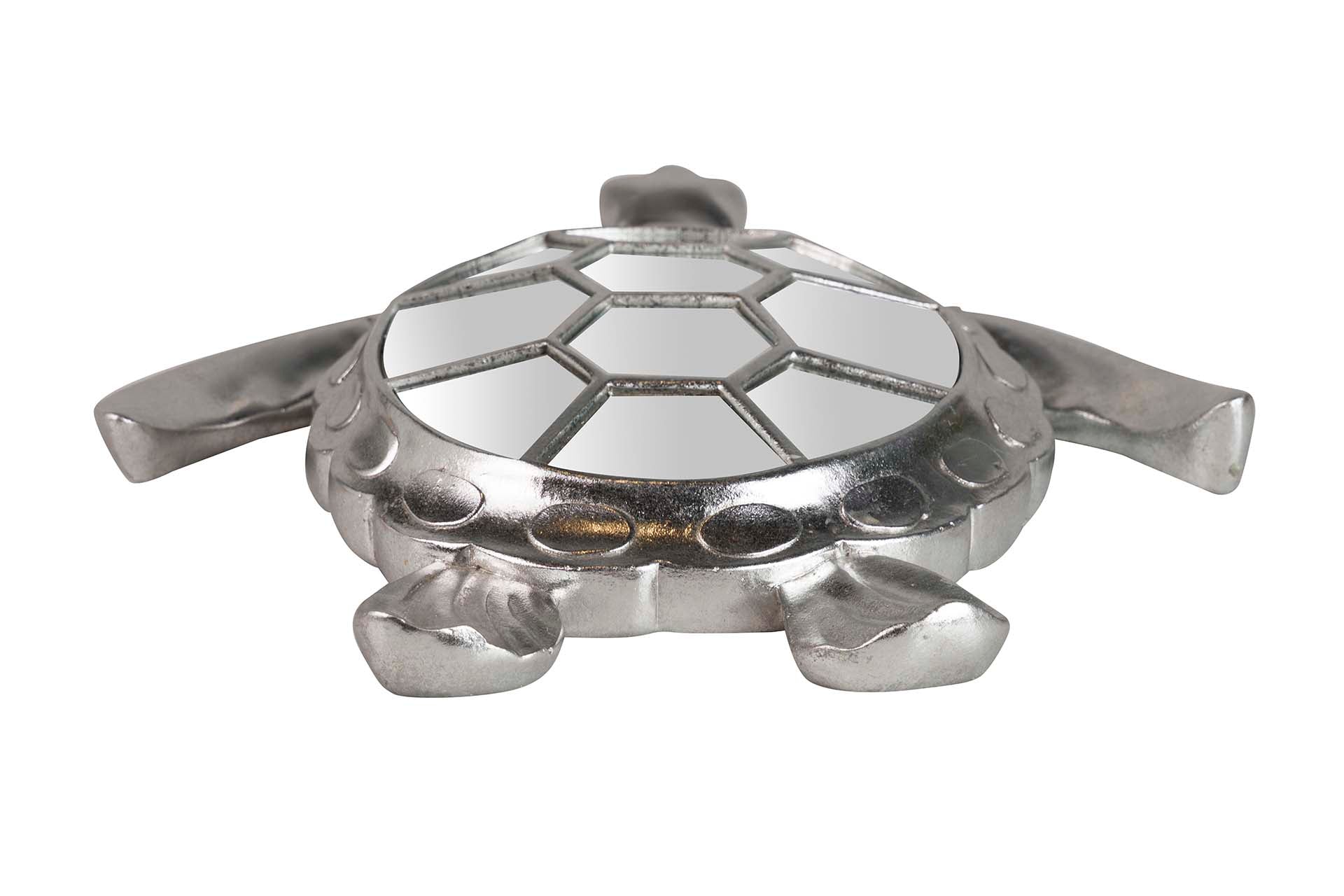 SILVER MIRROR RESIN TURTLE FIGURE 39x34x6 CM