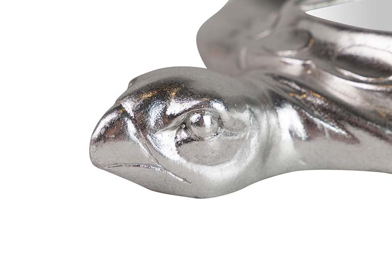 SILVER MIRROR RESIN TURTLE FIGURE 39x34x6 CM
