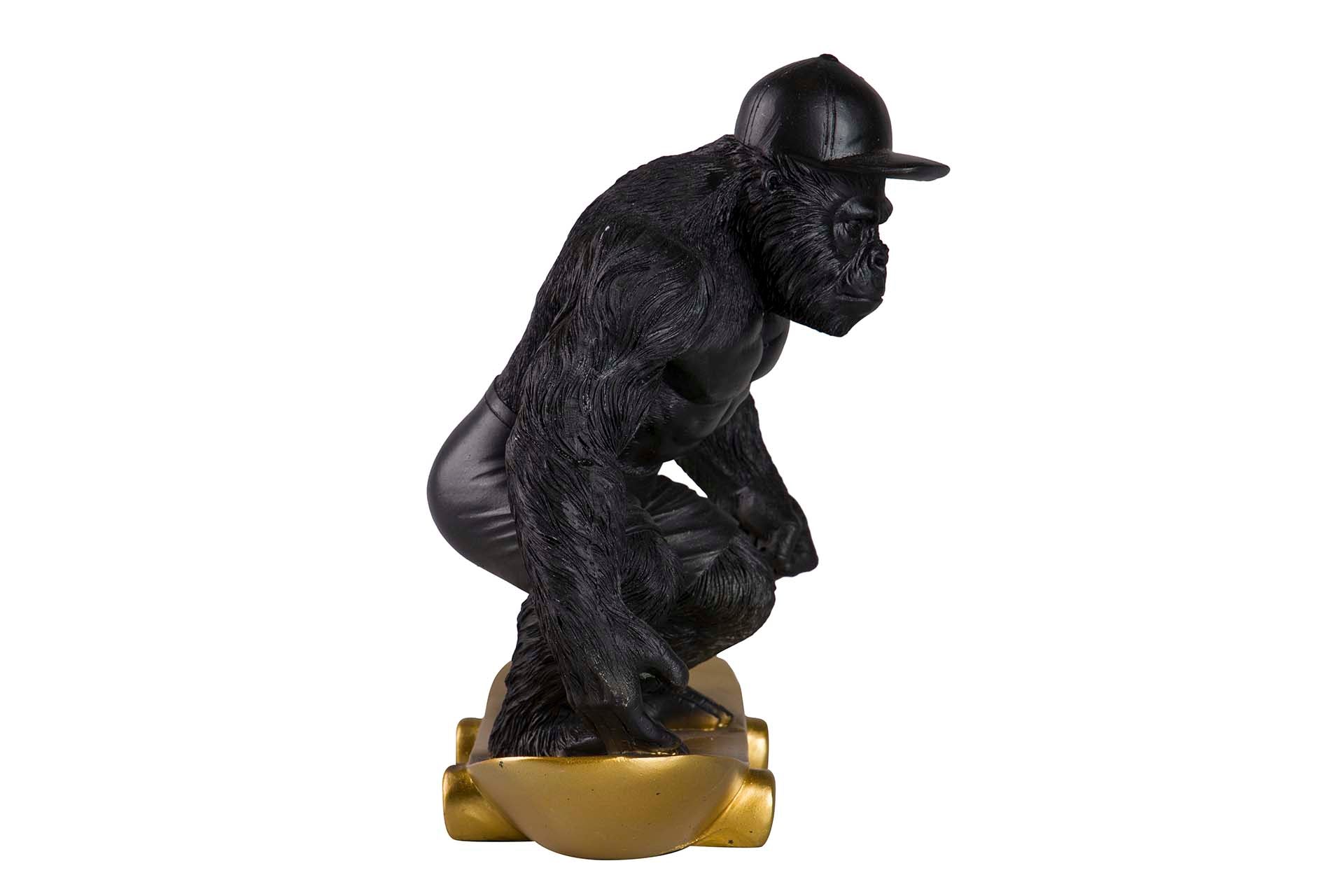 FIGURA KINGKONG SKATE RESINA NEGRA 21x15x21 CM