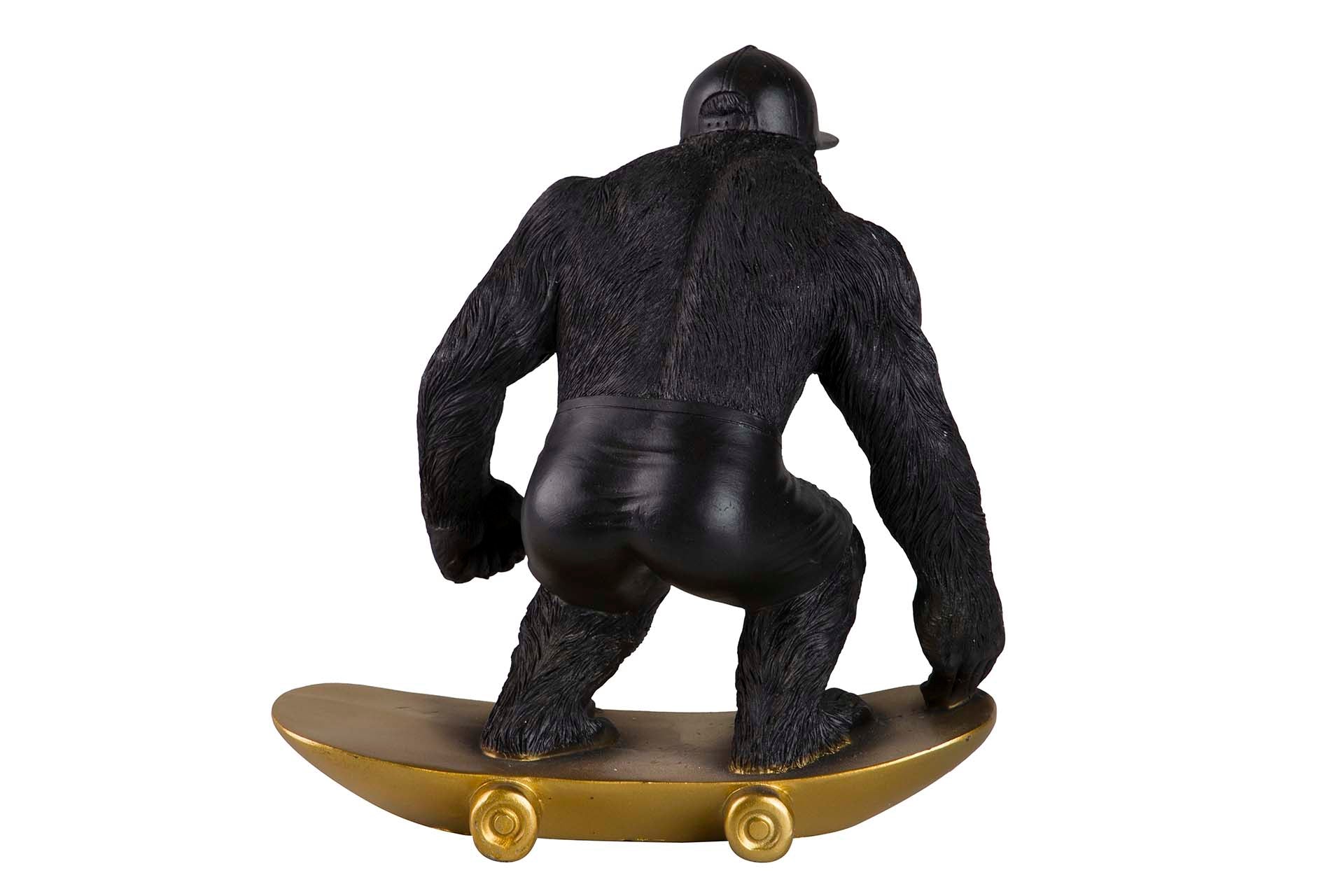 FIGURA KINGKONG SKATE RESINA NEGRA 21x15x21 CM