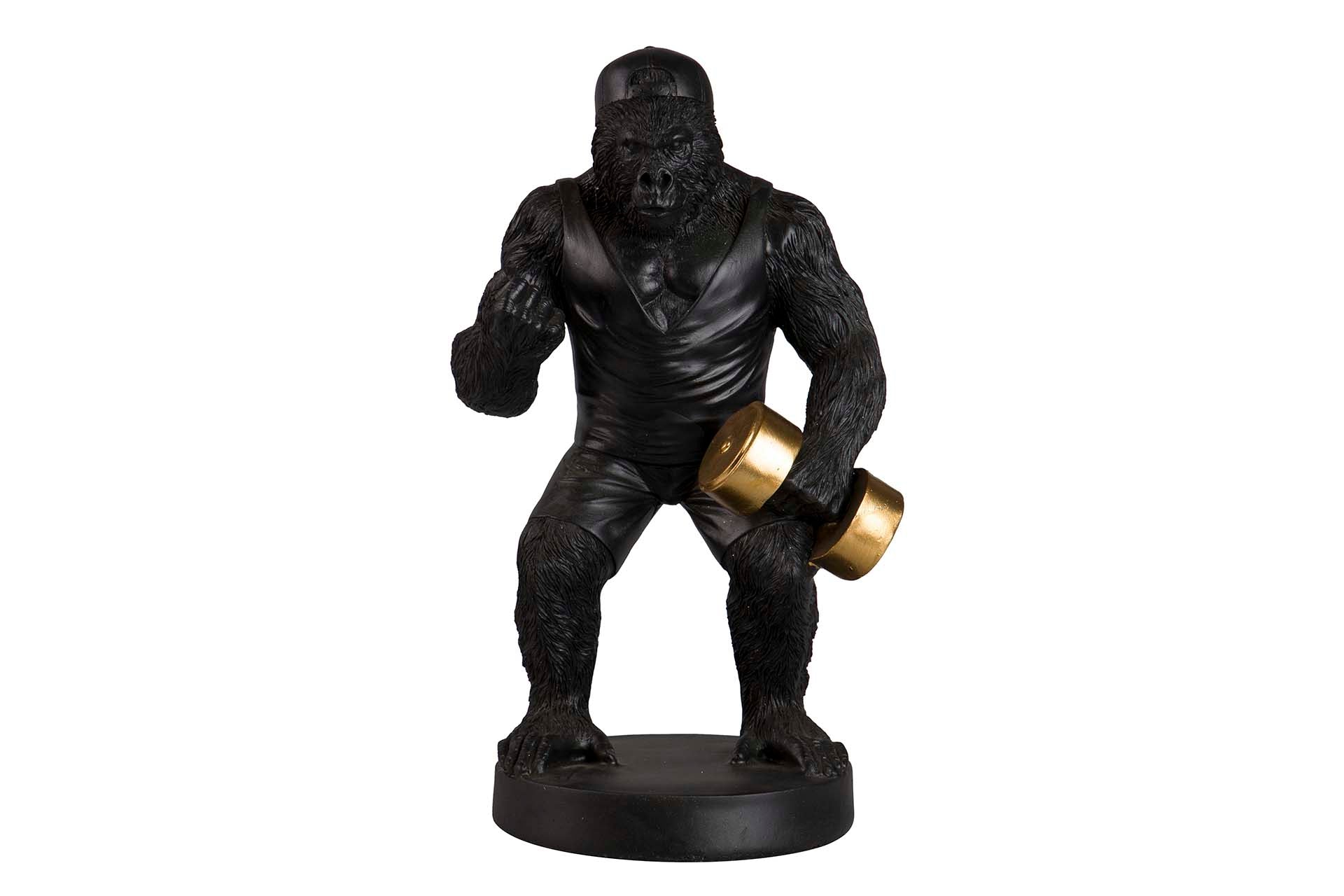 FIGURA KINGKONG PESAS RESINA NEGRA 16x13x27 CM