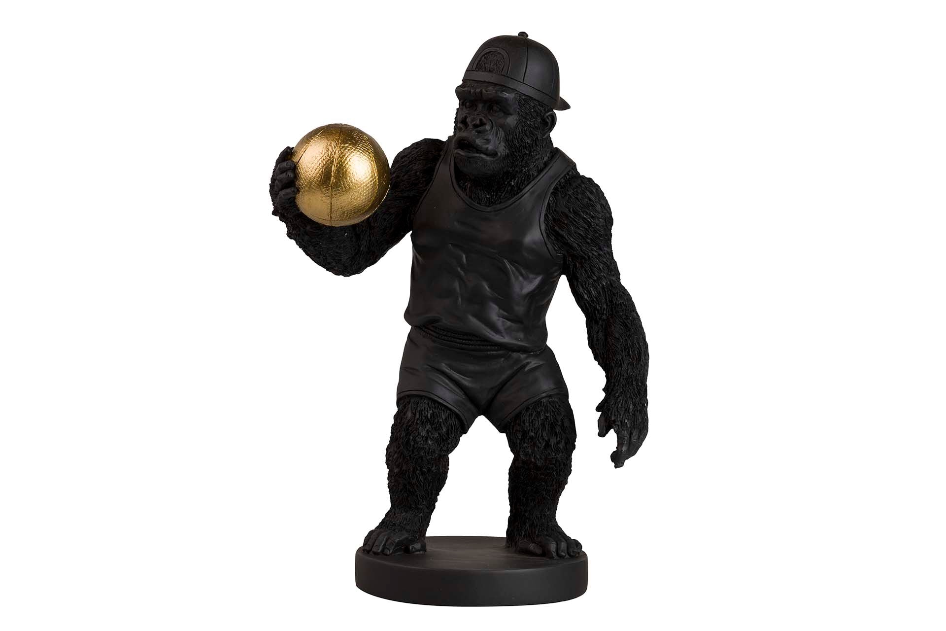 FIGURA KINGKONG BASKET RESINA NEGRA 23x15x34 CM