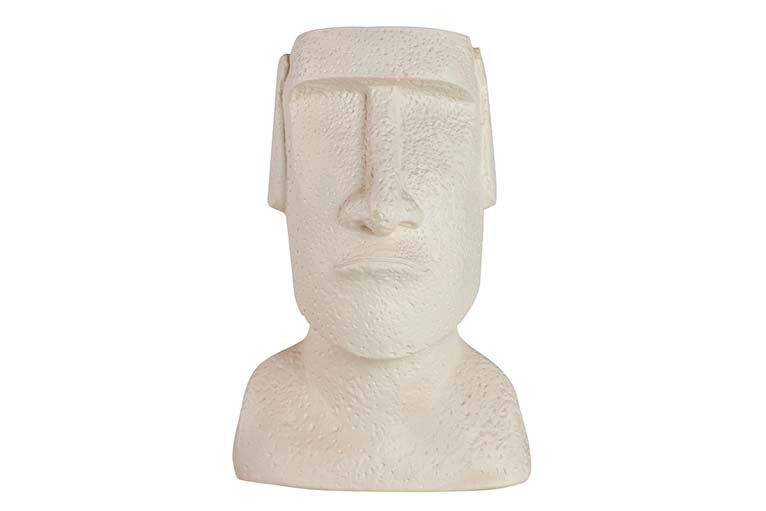 WHITE CEMENT MOAI FIGURE 17x11x26 CM
