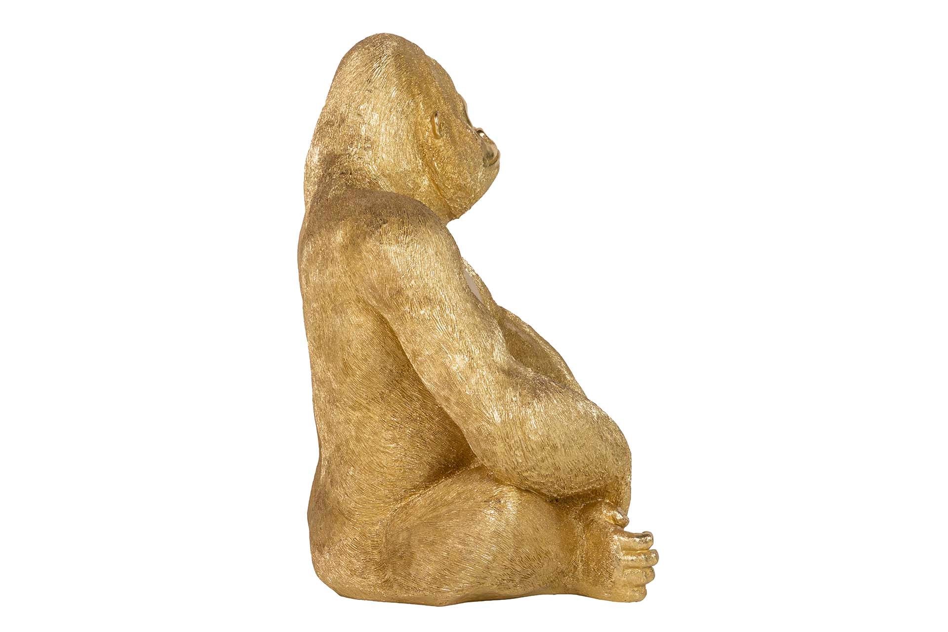 FIGURA GORILA RESINA DORADA 69x54x91 CM