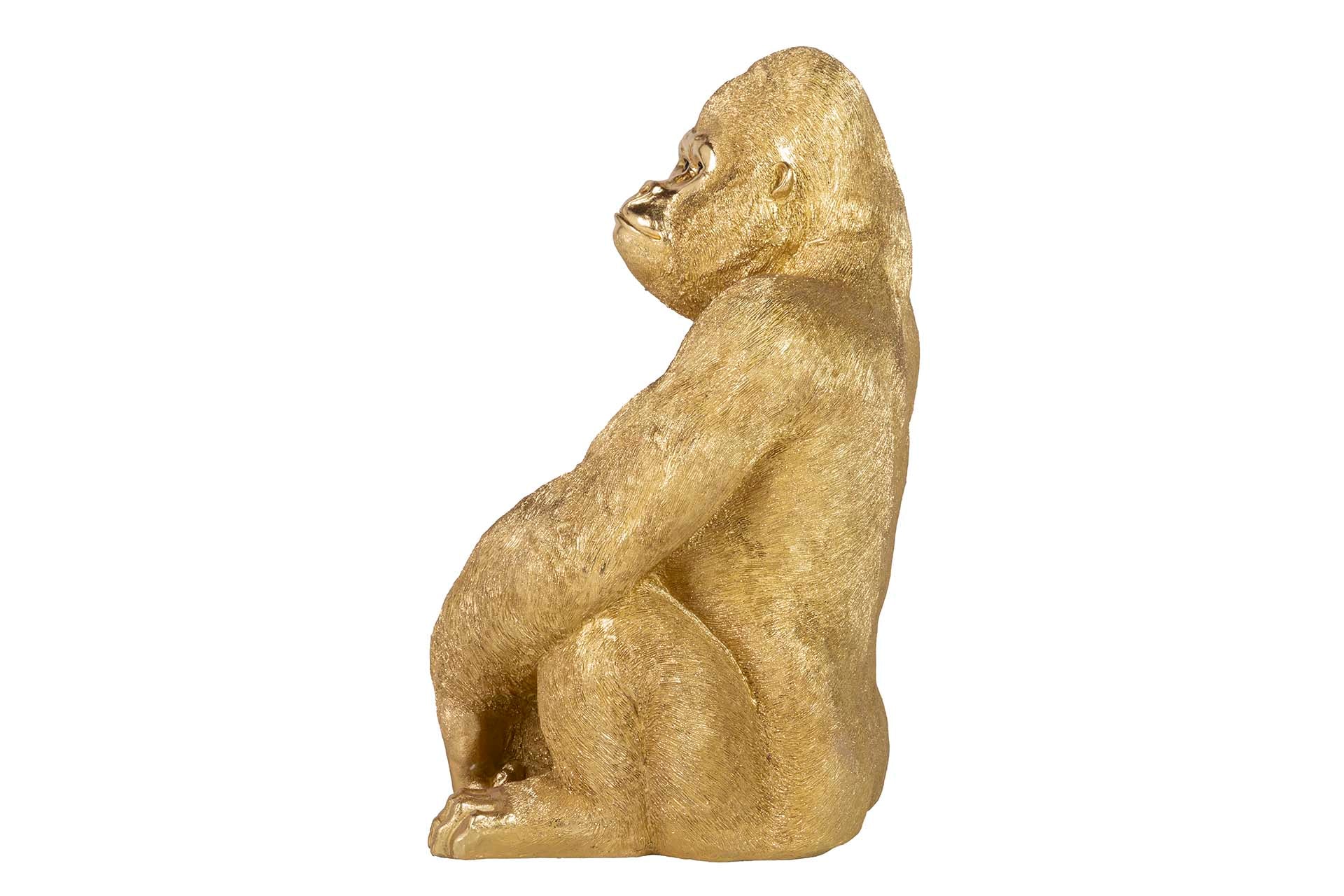 FIGURA GORILA RESINA DORADA 69x54x91 CM