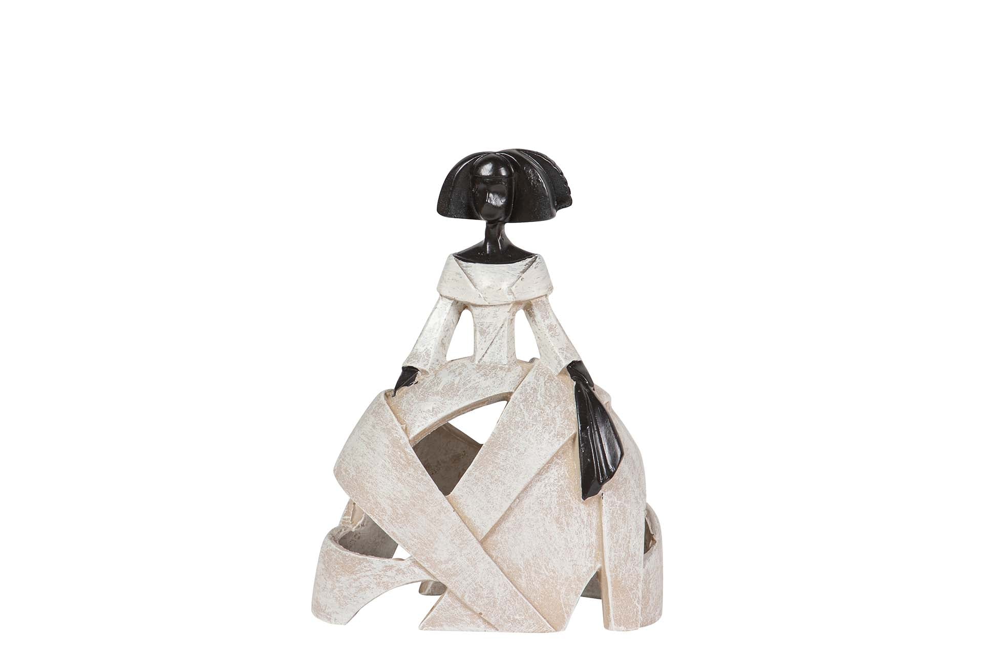 FIGURA MENINA RESINA BEIGE 13x8x17 CM - Min.2 uds