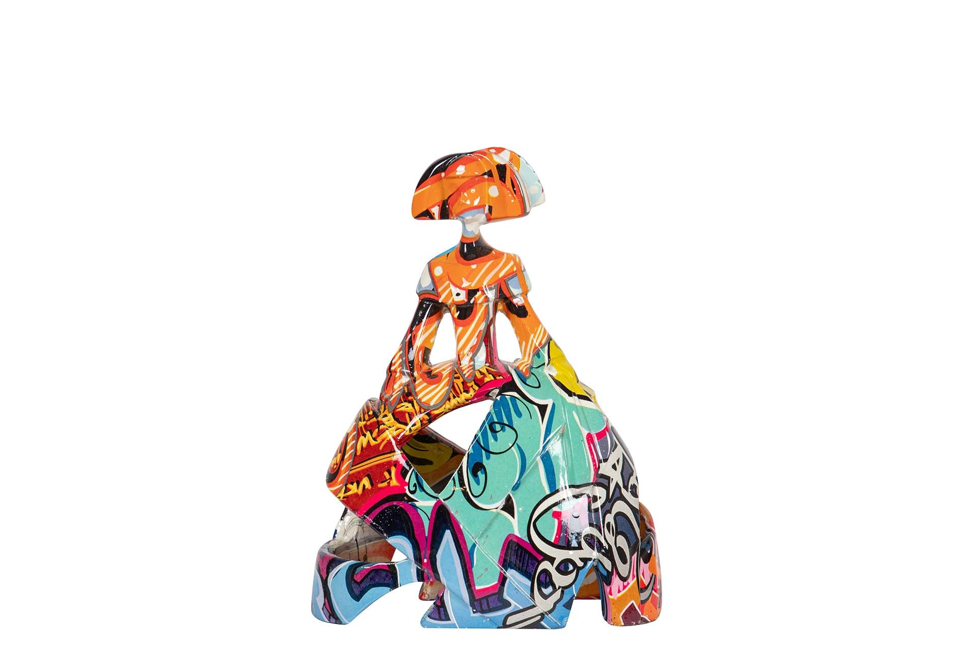 FIGURA MENINA RESINA ROJA 13x8x17 CM - Min.2 uds
