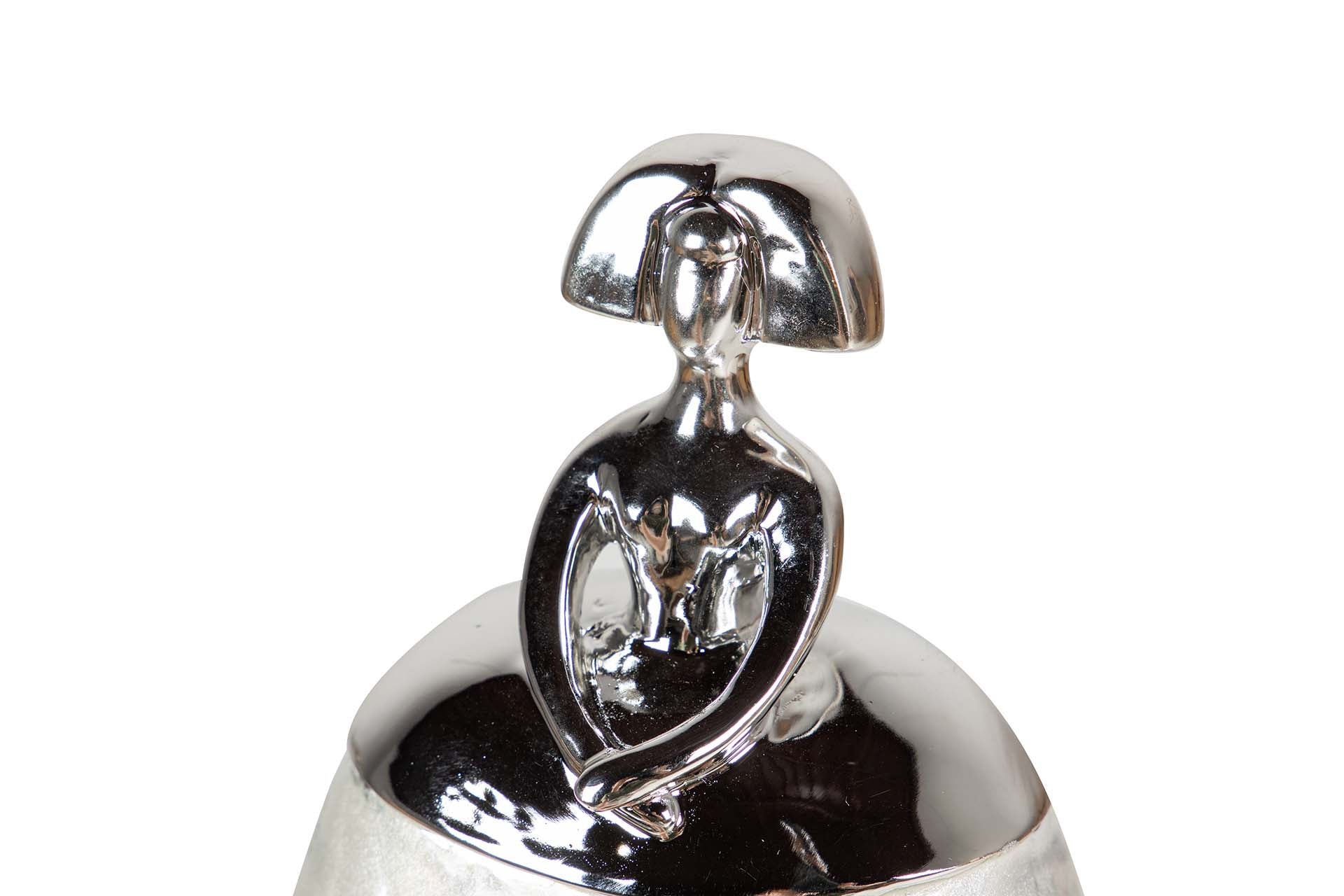FIGURA MENINA RESINA PLATEADA 13x9x17 CM - Min.2 uds