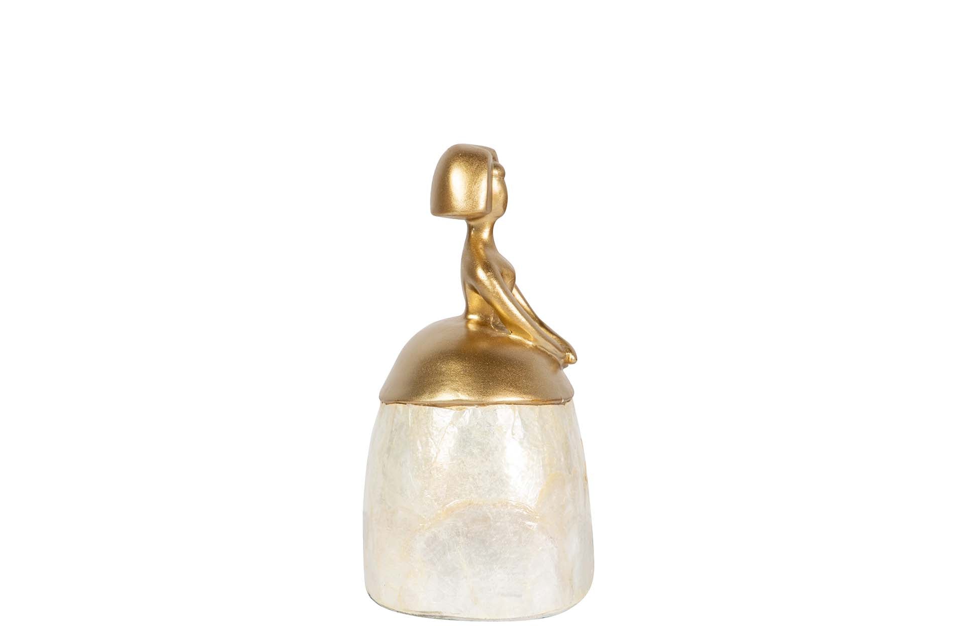 FIGURA MENINA RESINA DORADA 13x9x16 CM - Min.2 uds
