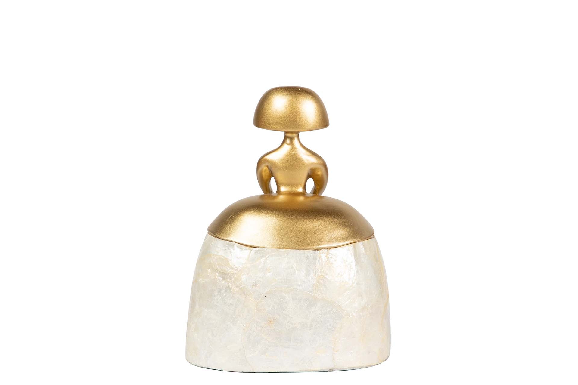 FIGURA MENINA RESINA DORADA 13x9x16 CM - Min.2 uds