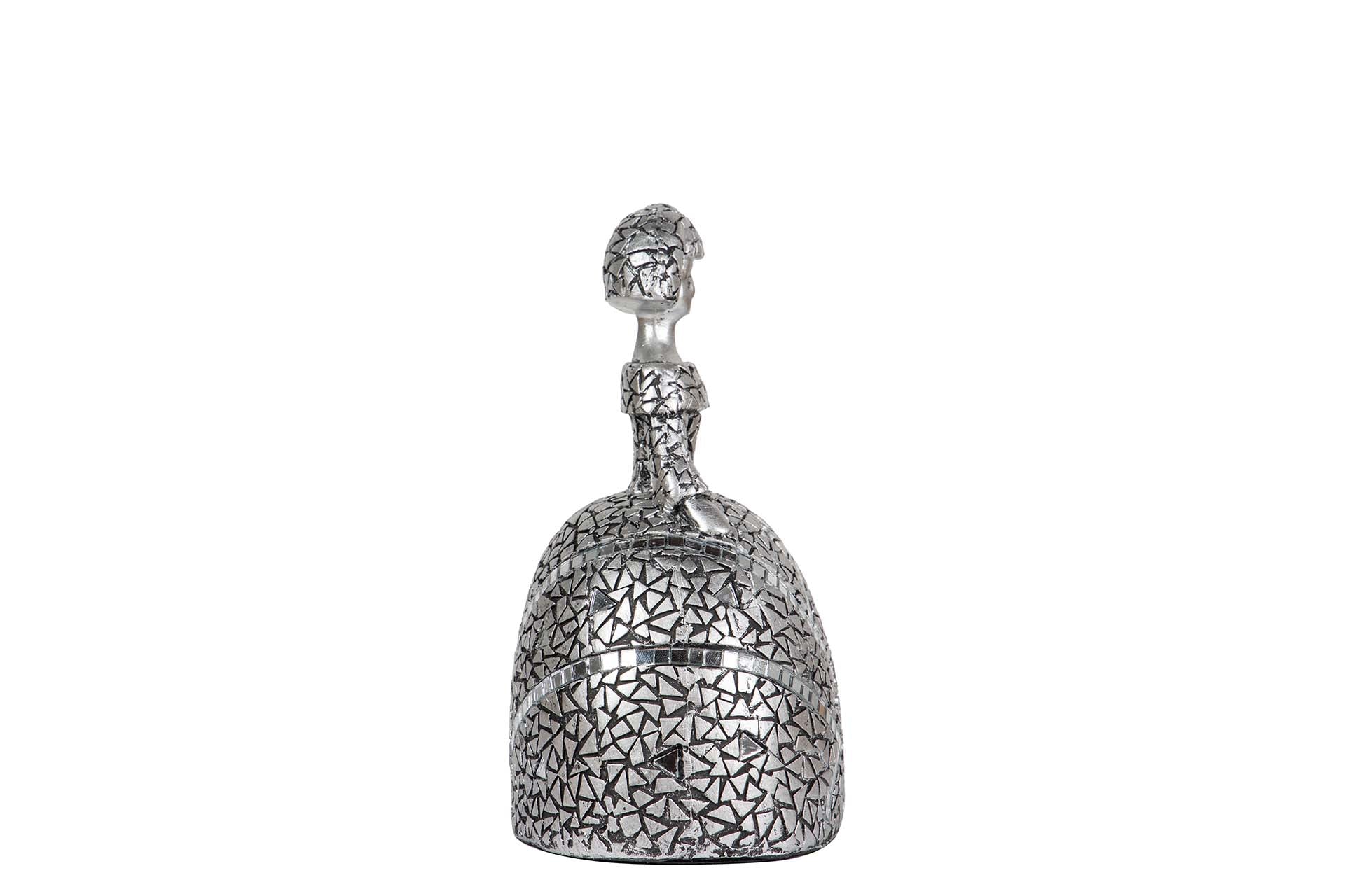 FIGURA MENINA RESINA PLATEADA 13x10x17 CM - Min.2 uds