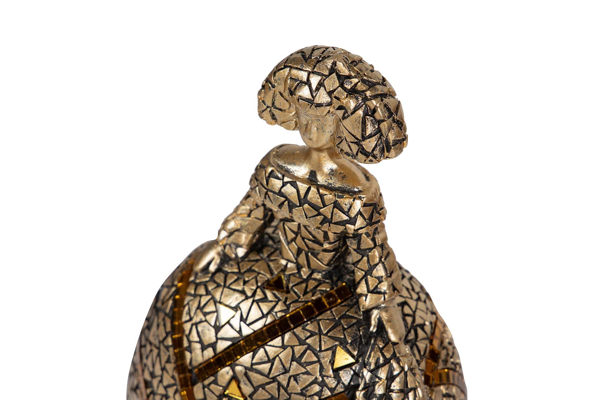 FIGURA MENINA RESINA DORADA 13x10x17 CM - Min.2 uds
