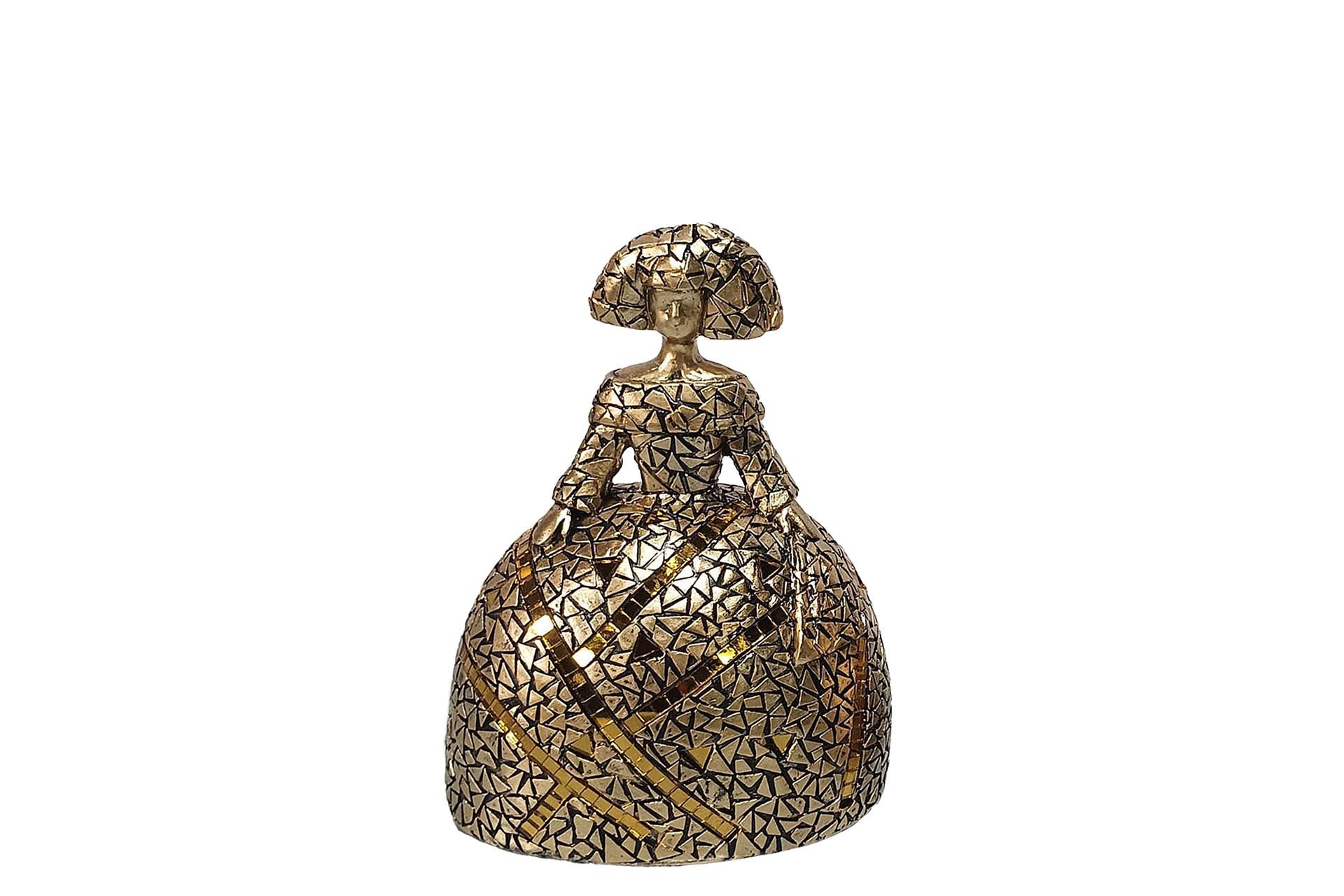 FIGURA MENINA RESINA DORADA 13x10x17 CM