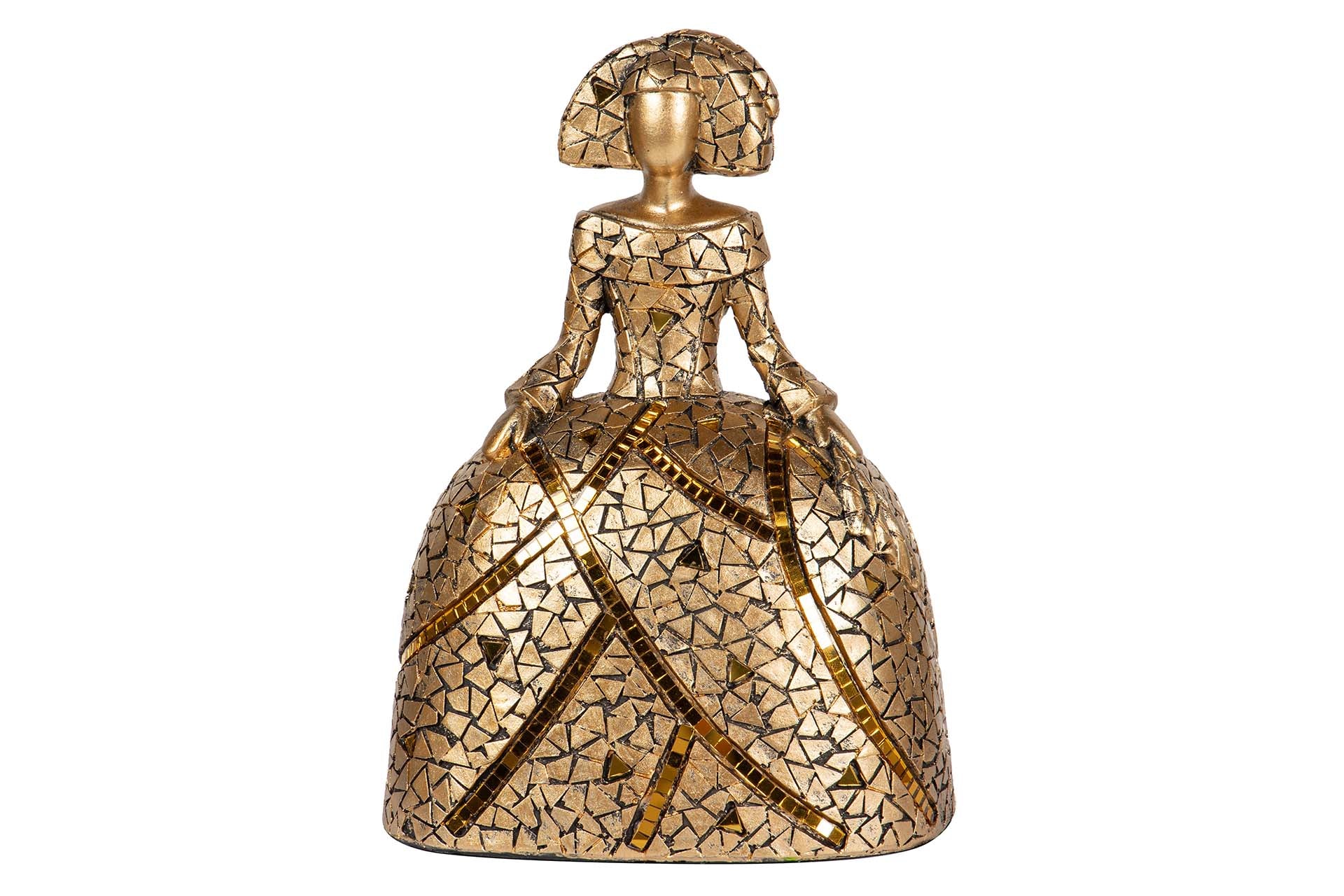 FIGURA MENINA RESINA DORADA 18x13x24 CM