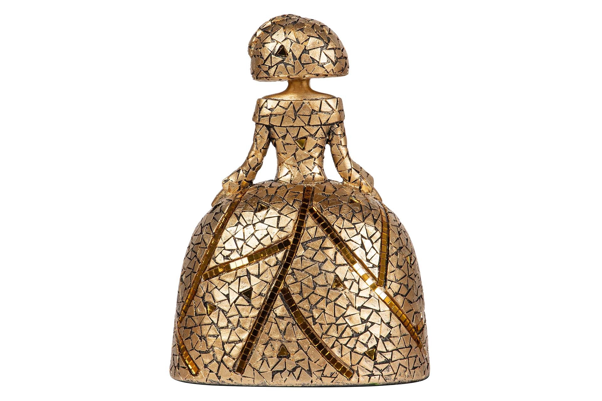 FIGURA MENINA RESINA DORADA 18x13x24 CM