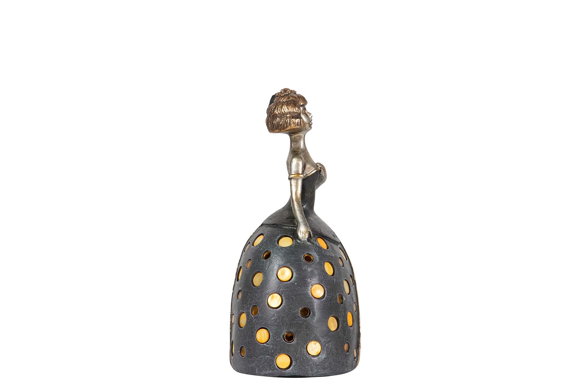 FIGURA MENINA RESINA DORADA 13x9x17 CM