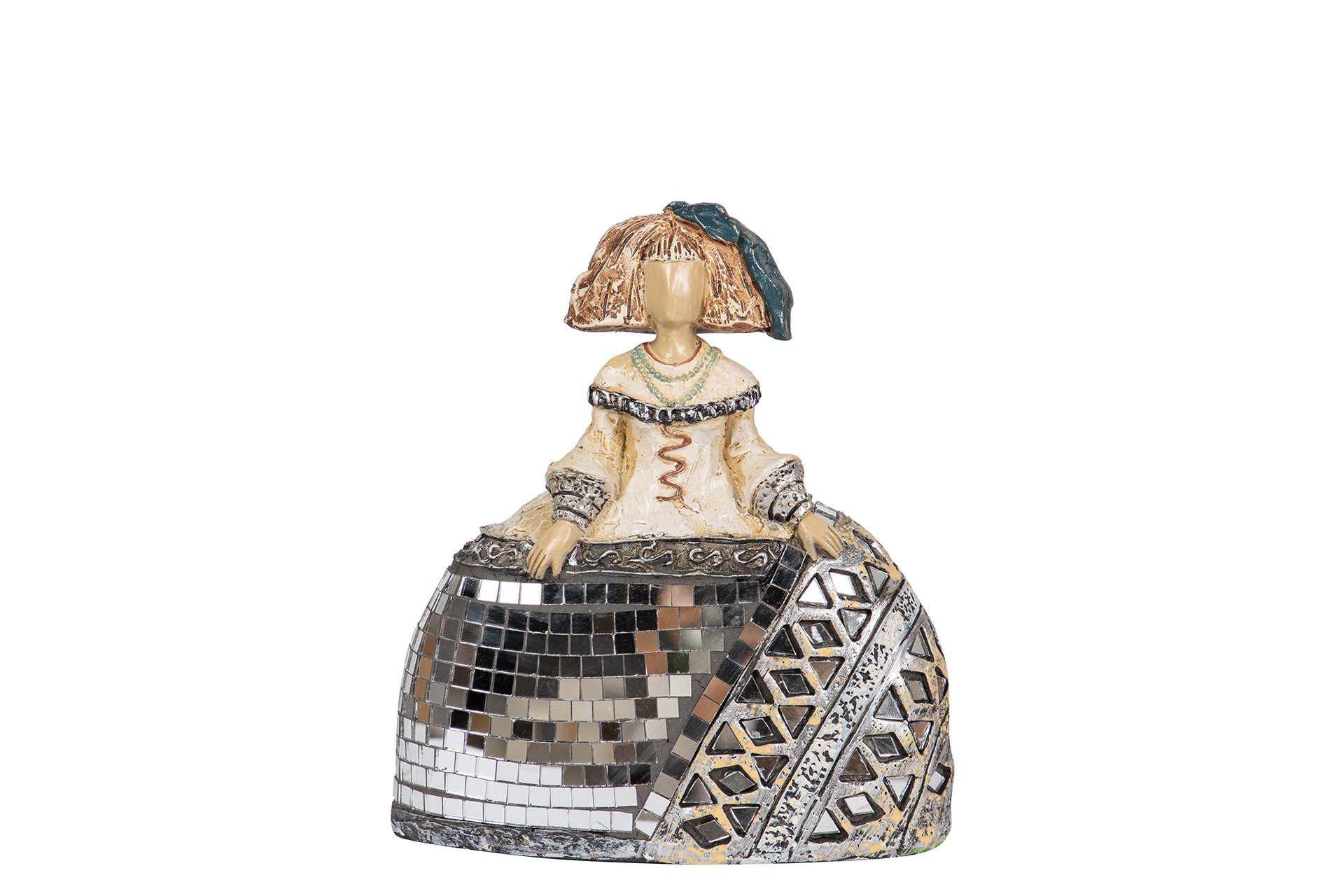 FIGURA MENINA RESINA DORADA 14x6x16 CM - Min.2 uds