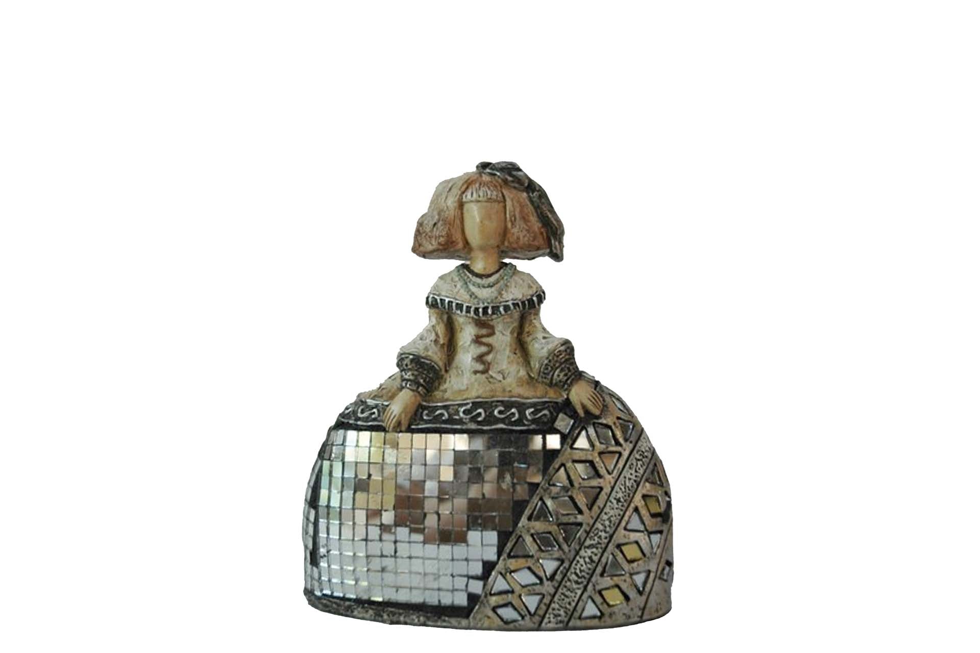 FIGURA MENINA RESINA DORADA 14x6x16 CM