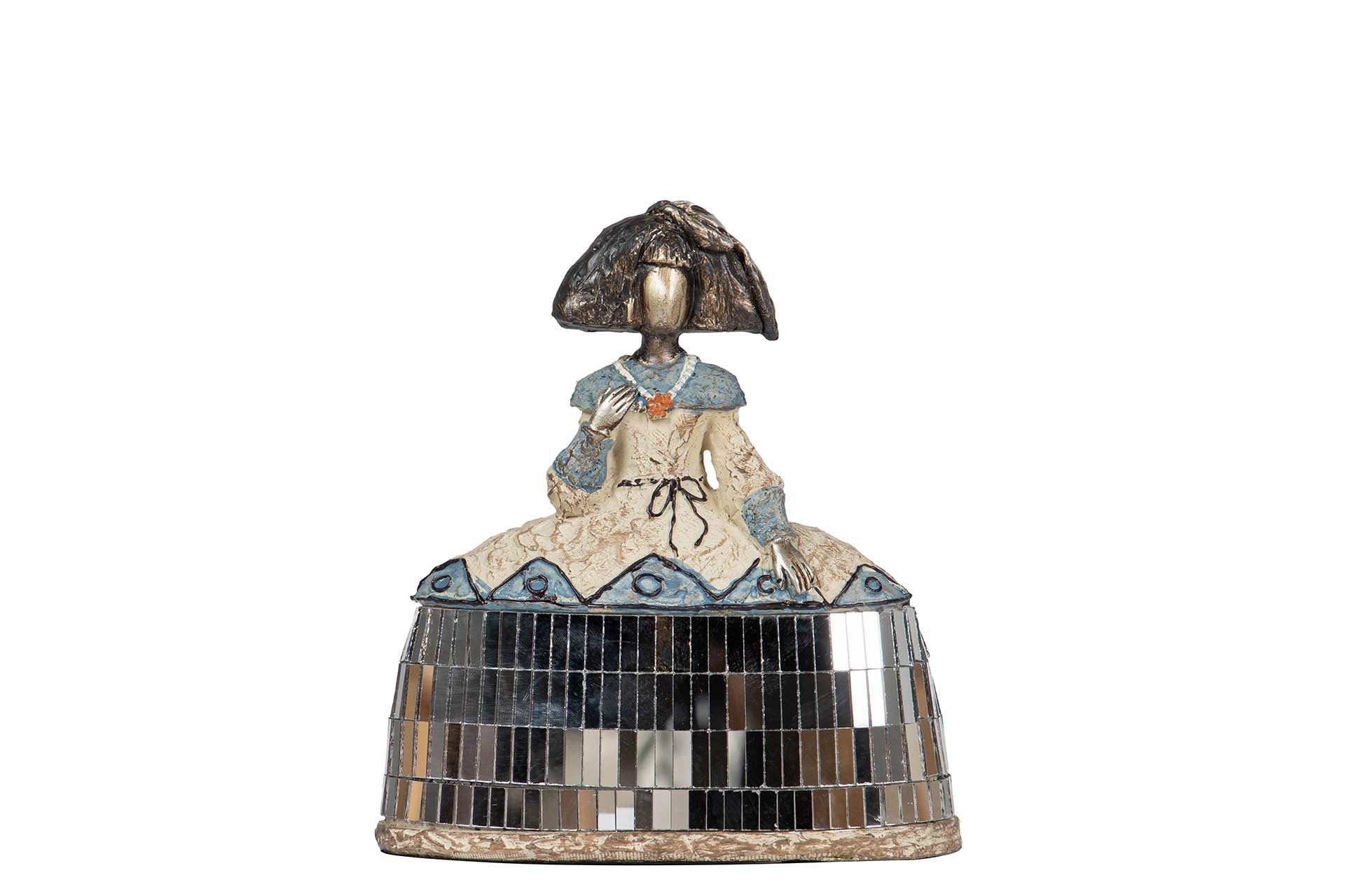 FIGURA MENINA RESINA ESPEJOS 14x6x16 CM - Min.2 uds