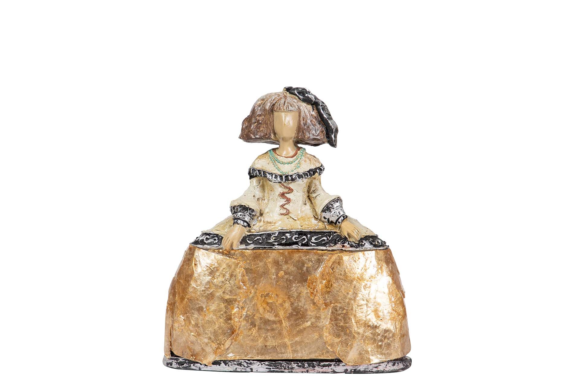FIGURA MENINA RESINA DORADA 14x6x16 CM - Min.2 uds