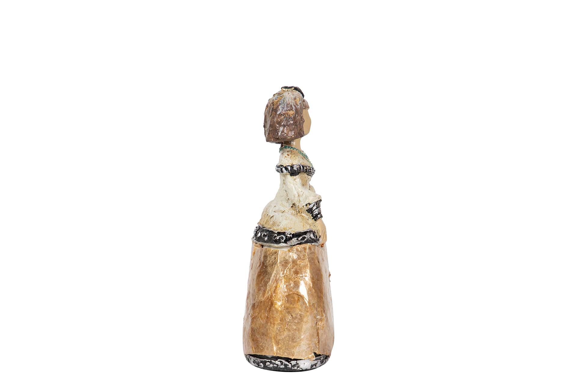 FIGURA MENINA RESINA DORADA 14x6x16 CM - Min.2 uds