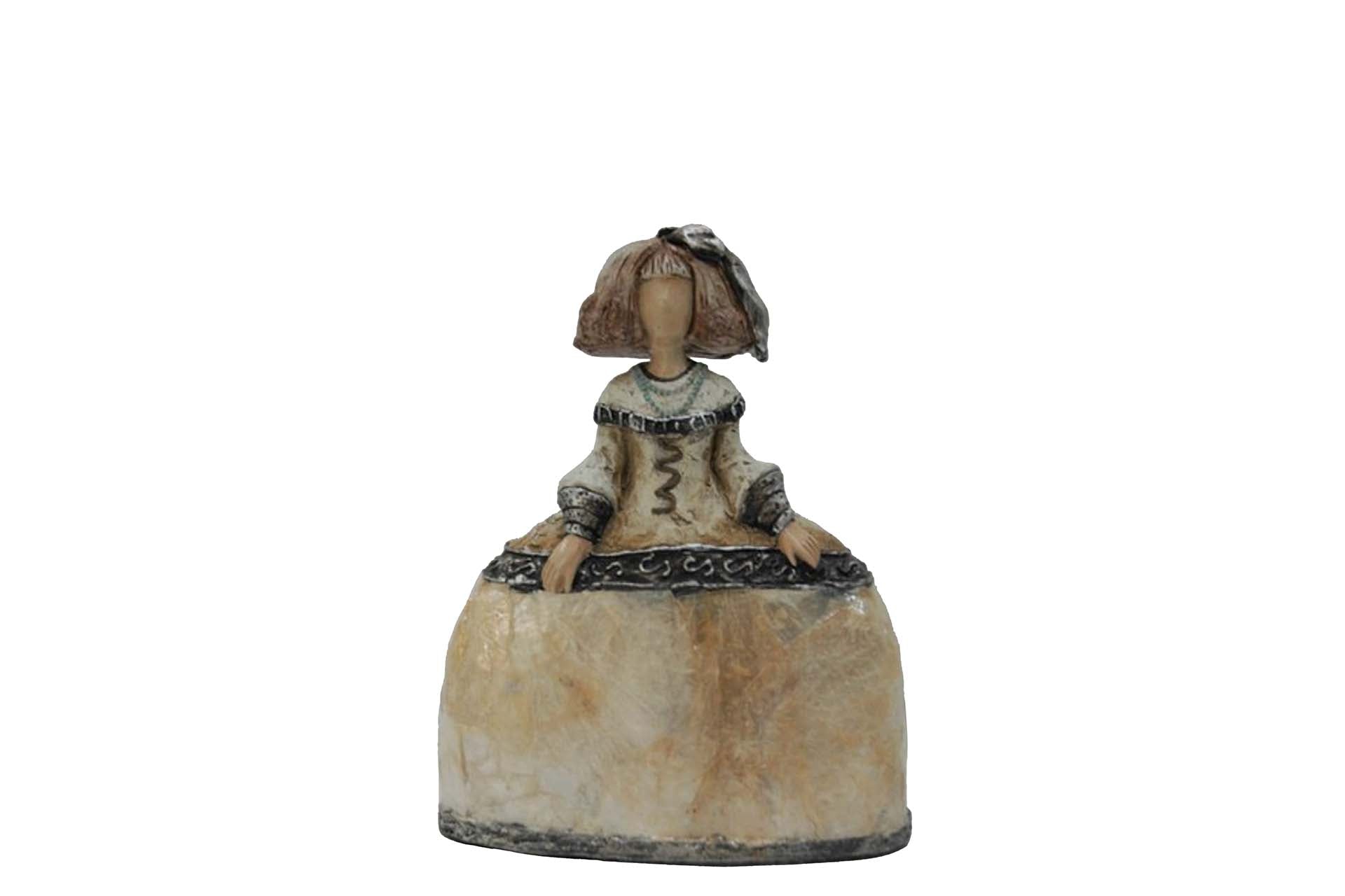 FIGURA MENINA RESINA DORADA 14x6x16 CM