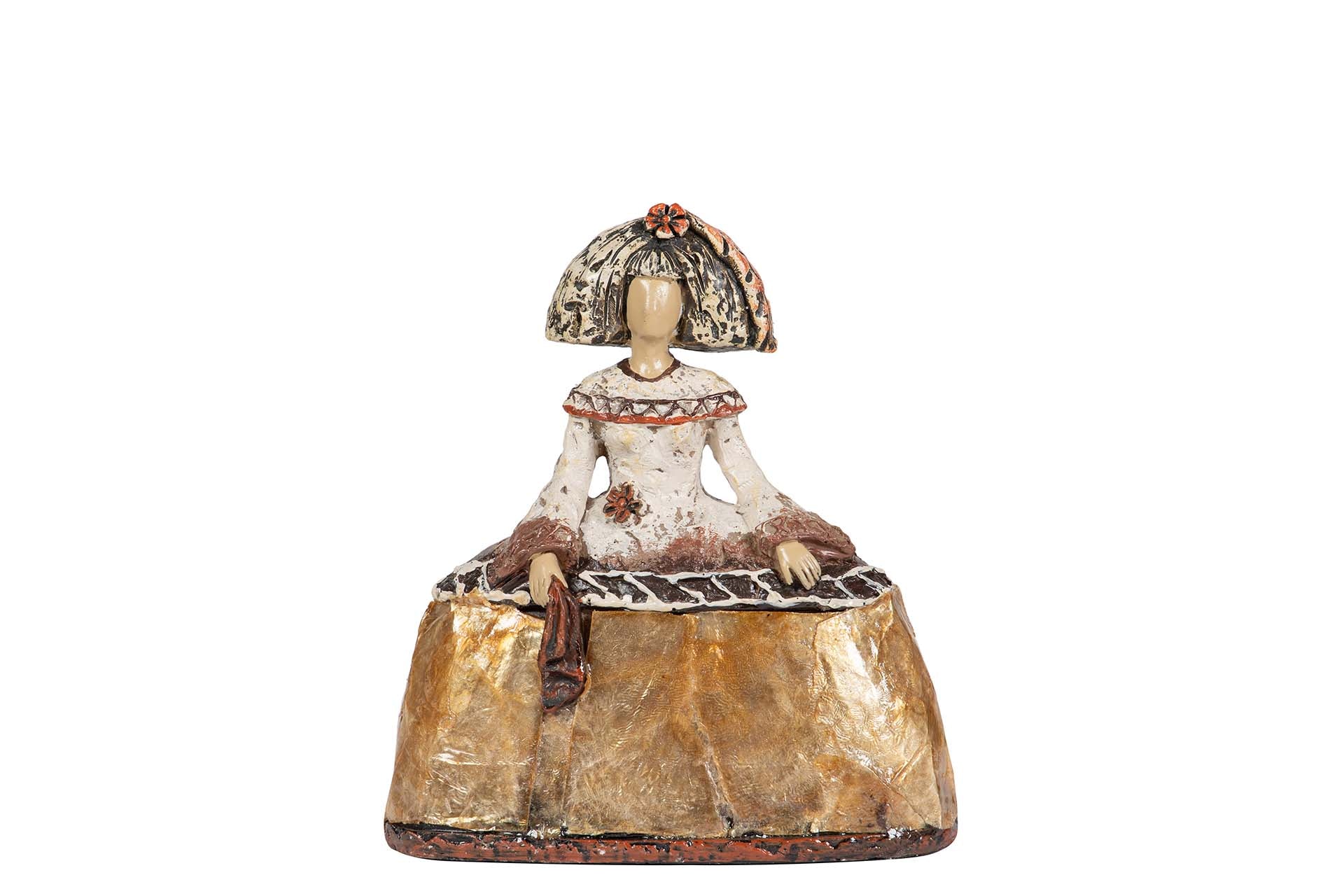 FIGURA MENINA RESINA DORADA 14x6x16 CM - Min.2 uds