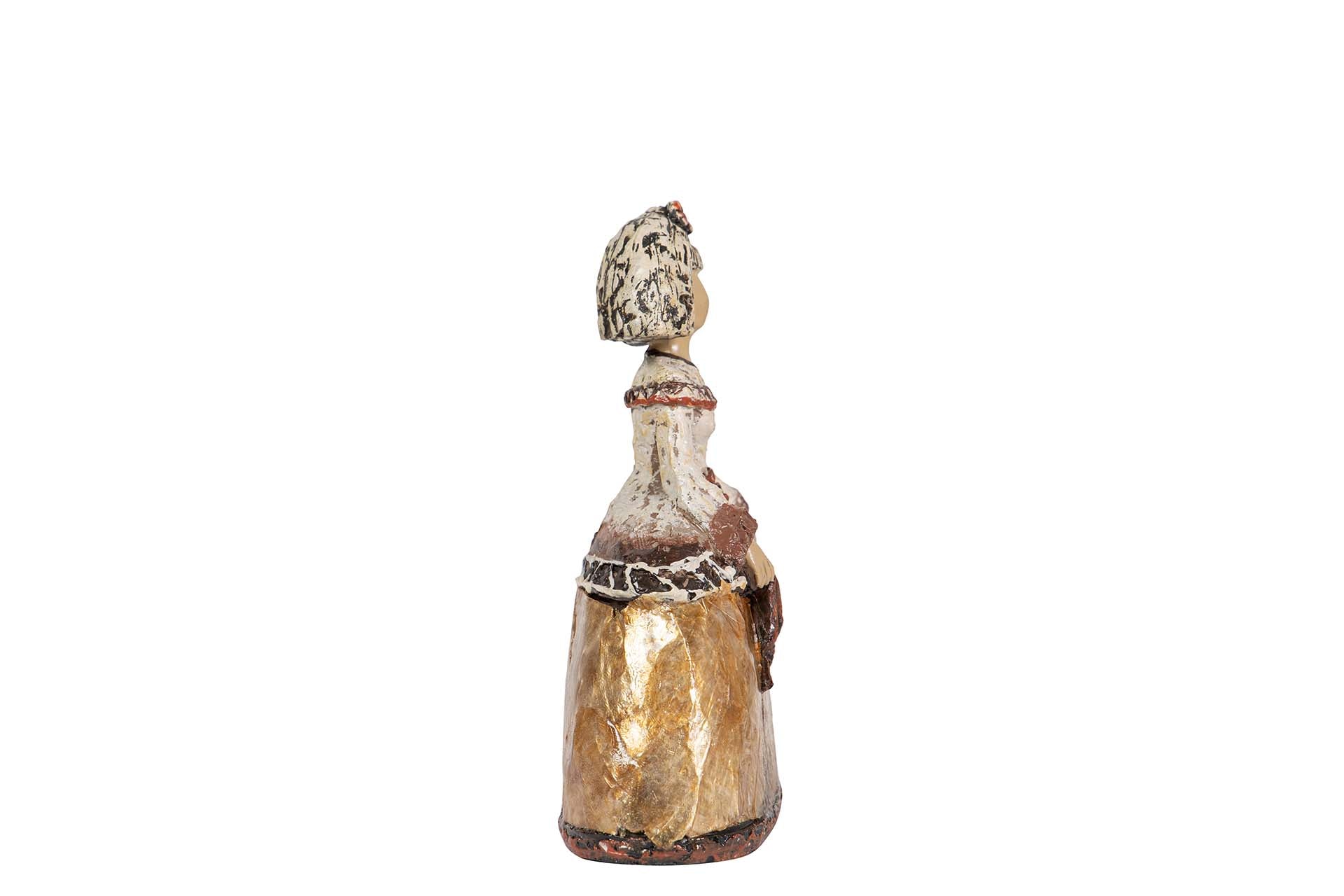 FIGURA MENINA RESINA DORADA 14x6x16 CM - Min.2 uds