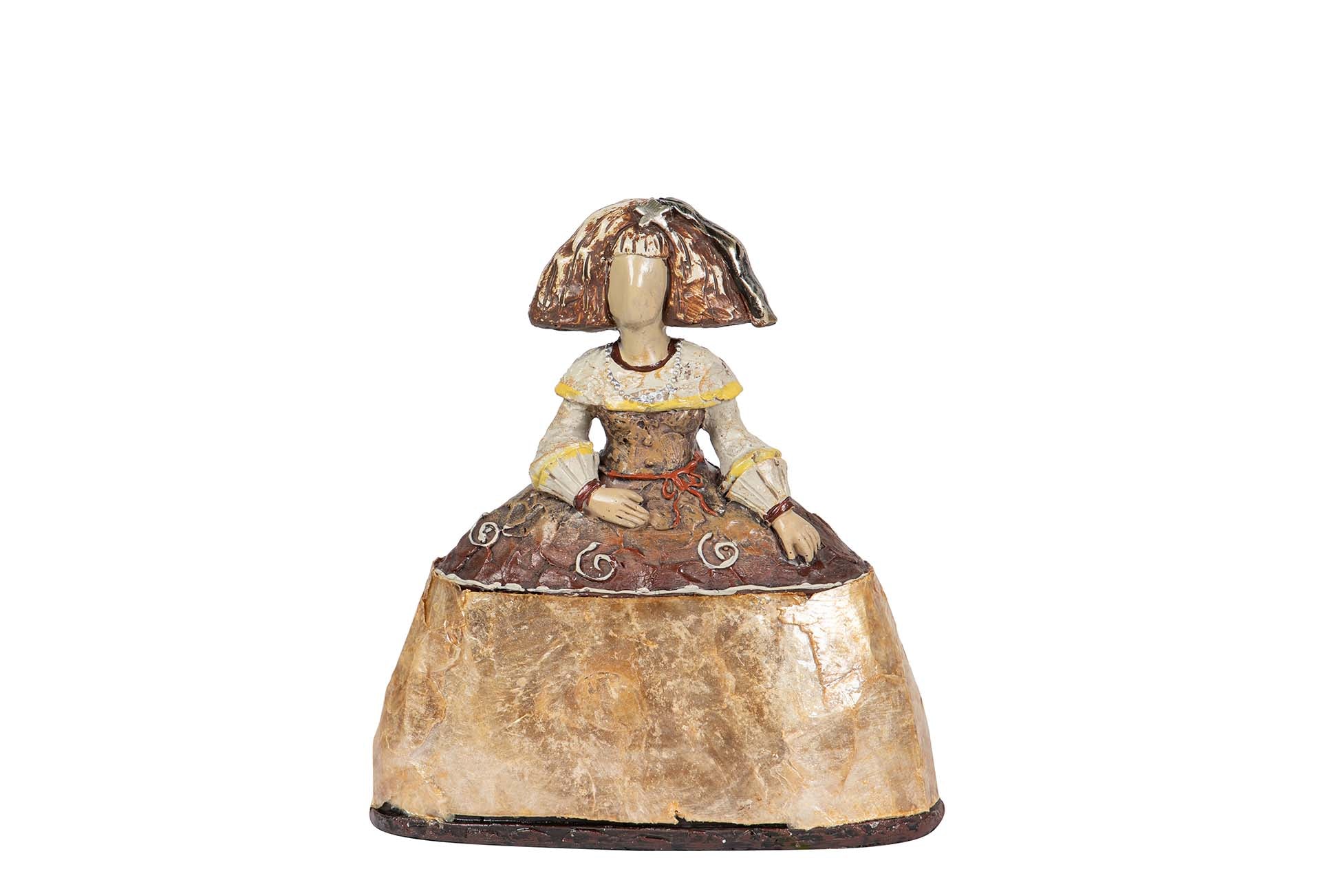 FIGURA MENINA RESINA DORADA 14x6x16 CM - Min.2 uds