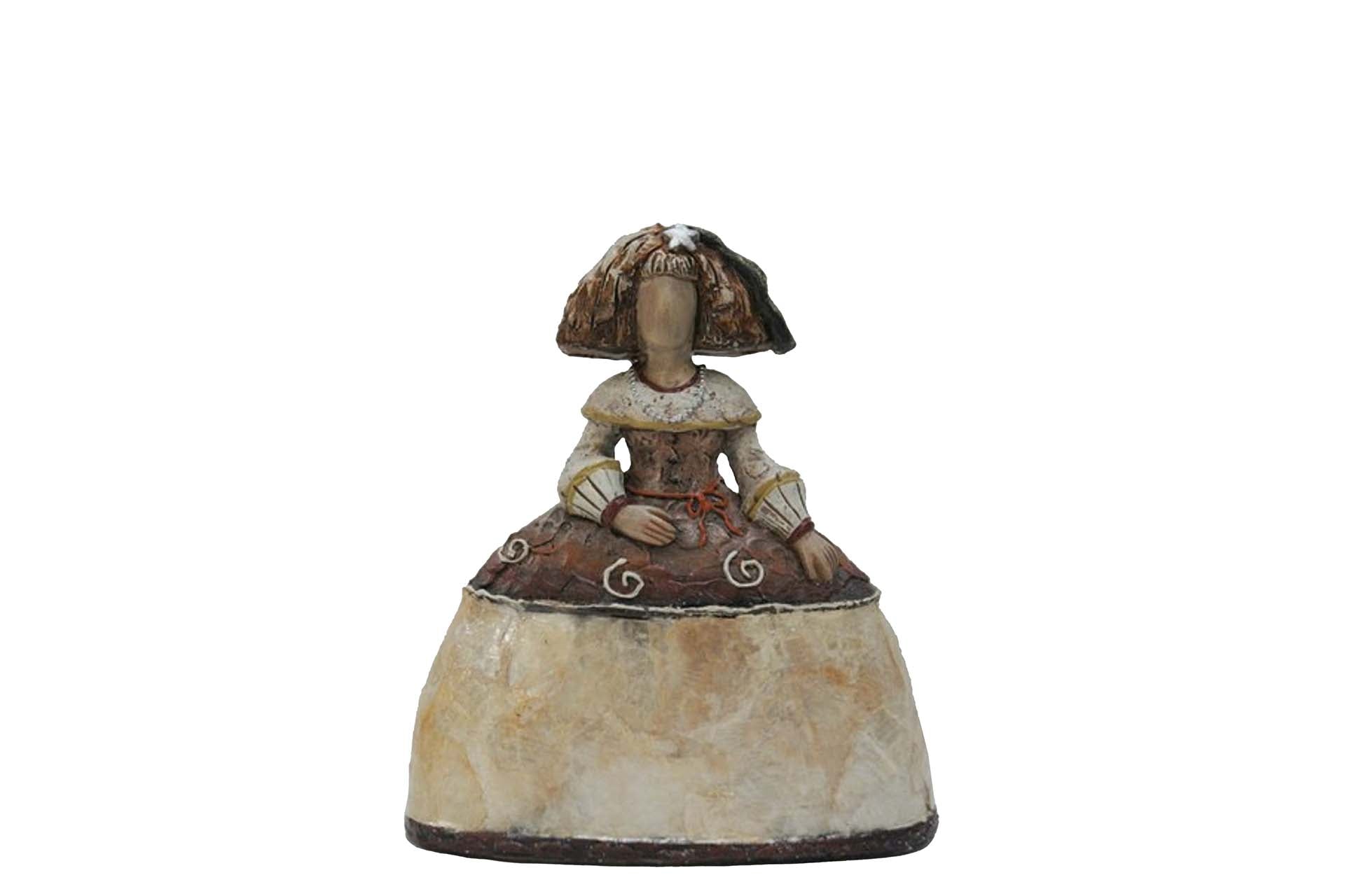 FIGURA MENINA RESINA DORADA 14x6x16 CM