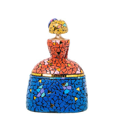 Figura Menina 18cm Resina Mosaico Colores