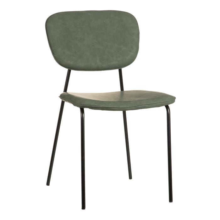 Silla Verde Metal / Simil Piel 49 X 54 X 84 Cm