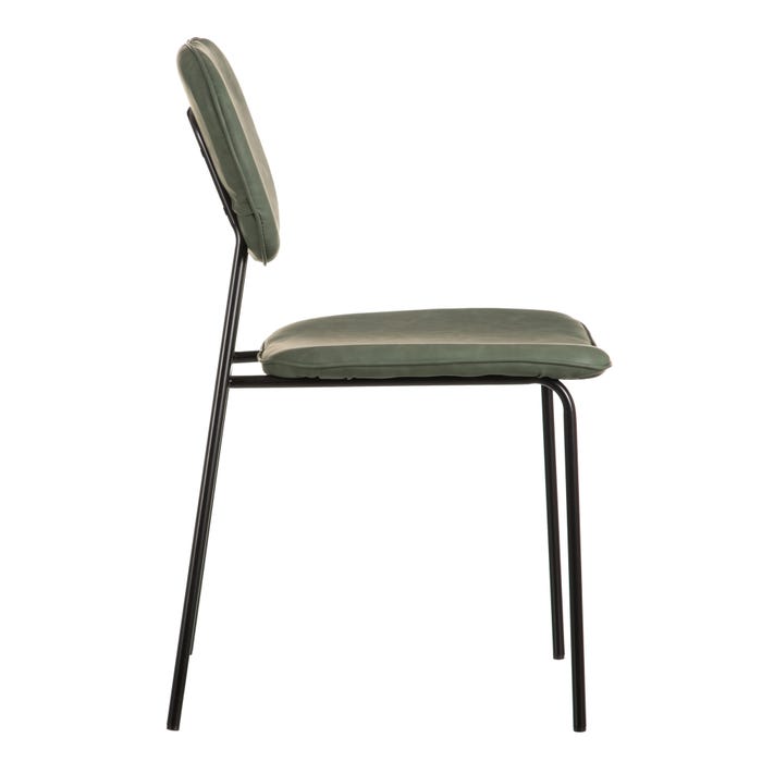 Silla Verde Metal / Simil Piel 49 X 54 X 84 Cm