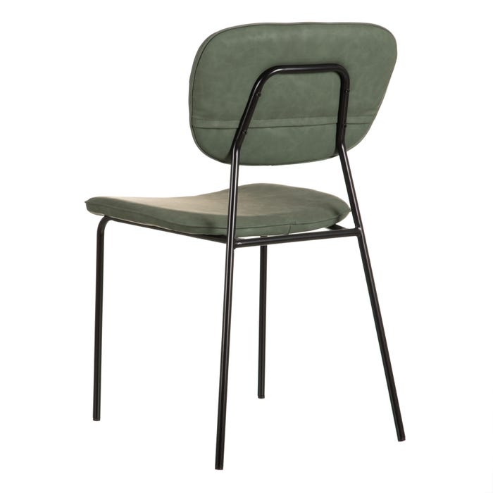 Silla Verde Metal / Simil Piel 49 X 54 X 84 Cm