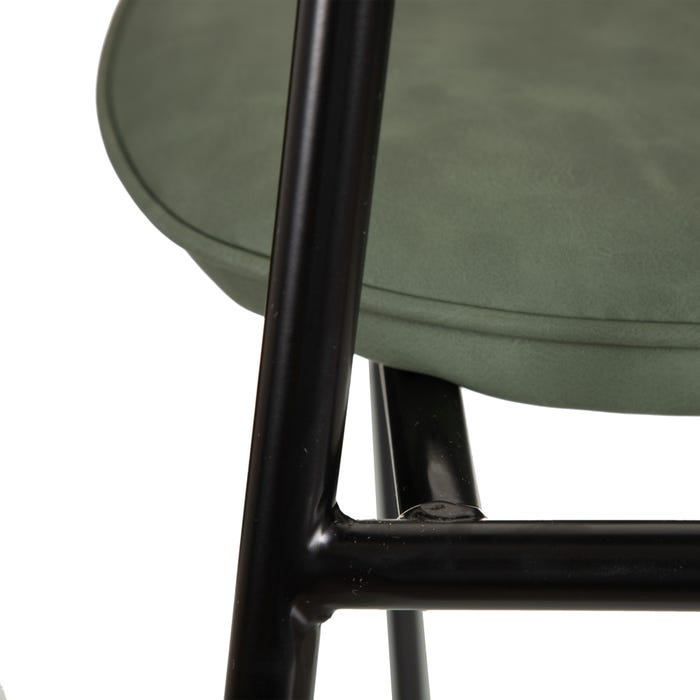 Silla Verde Metal / Simil Piel 49 X 54 X 84 Cm