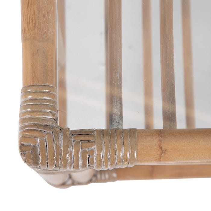 Mesa Centro Natural Ratán / Cristal 100 X 60 X 40 Cm