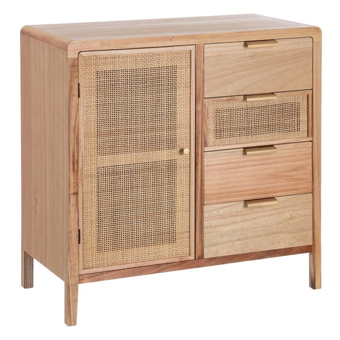 Mueble Recibidor Natural Madera-Ratán 80 X 40 X 82 Cm