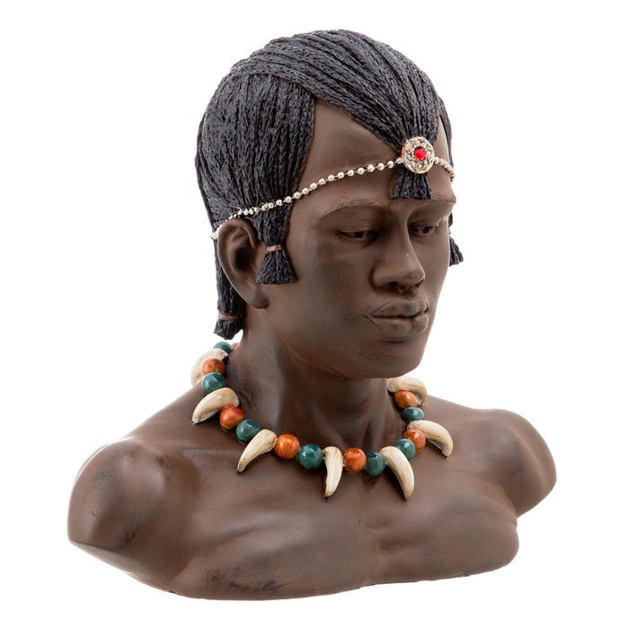 Figura Africana 2/M Resina Decoración 32,50 X 18 X 31,50 Cm