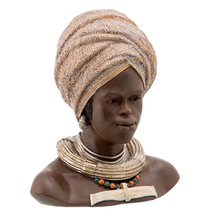 Figura Africana 2/M Resina Decoración 32,50 X 18 X 31,50 Cm