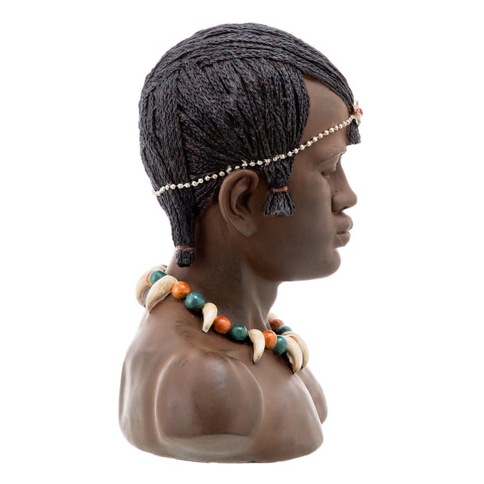 Figura Africana 2/M Resina Decoración 32,50 X 18 X 31,50 Cm