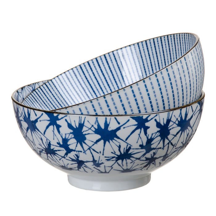 Ensaladera Azul-Blanco Porcelana Cocina 20 X 20 X 9,50 Cm